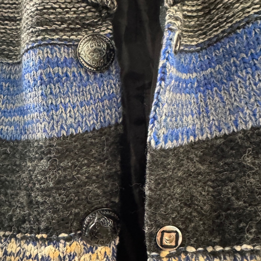 Monroe & Main Knit Patchwork Blazer Jacket Medium Lagenlook Artsy Art to Wear - Picture 4 of 6